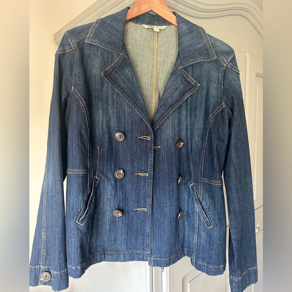 CAbi Jeans double breasted Denim Jacket size Medium